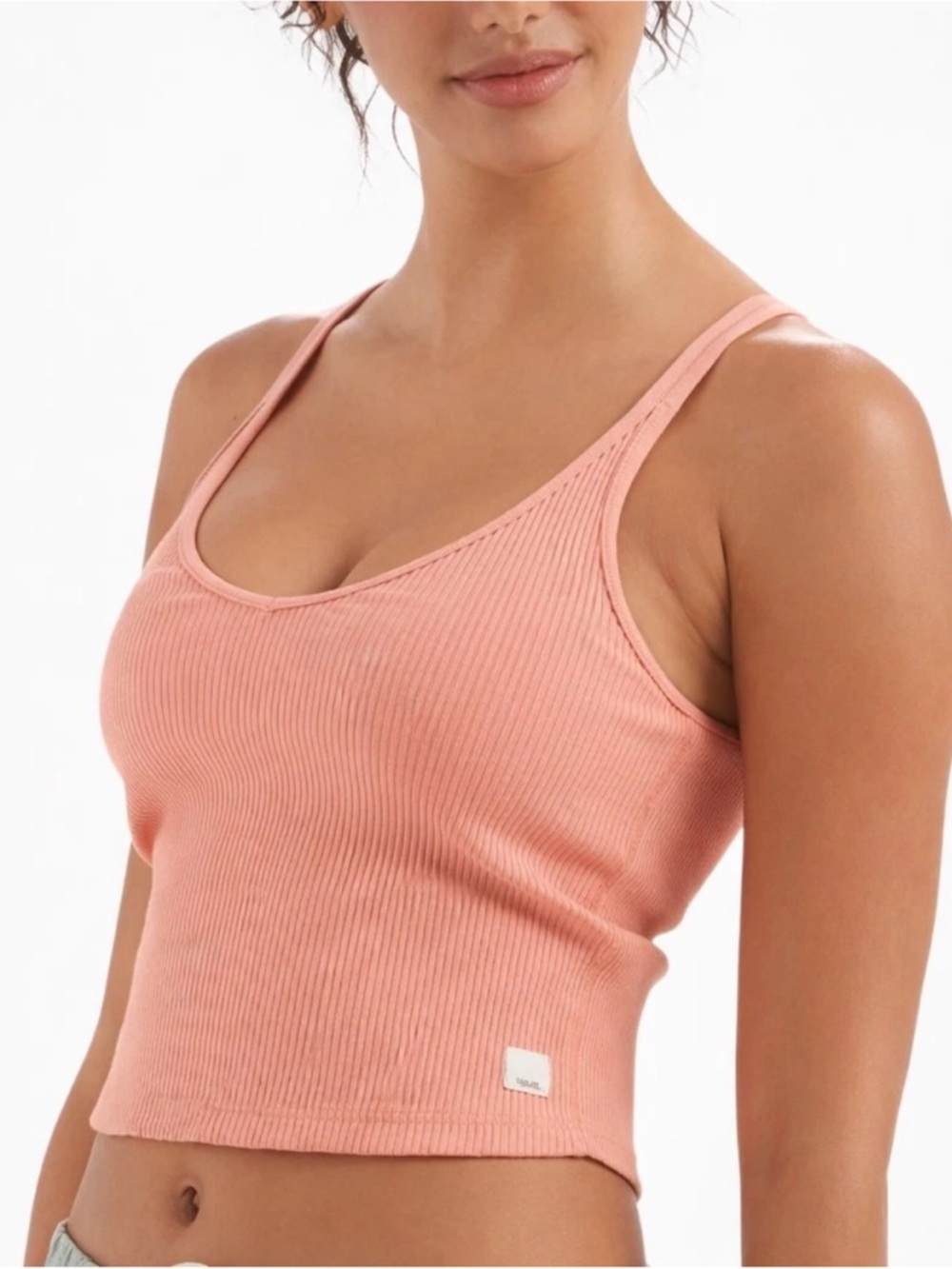 Vuori Rib Crop Tank — Light Cinnamon